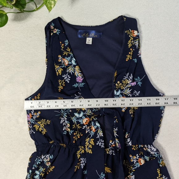 Francesca's Blue Rain Blue Floral Summer Romper, M - Picture 8 of 12
